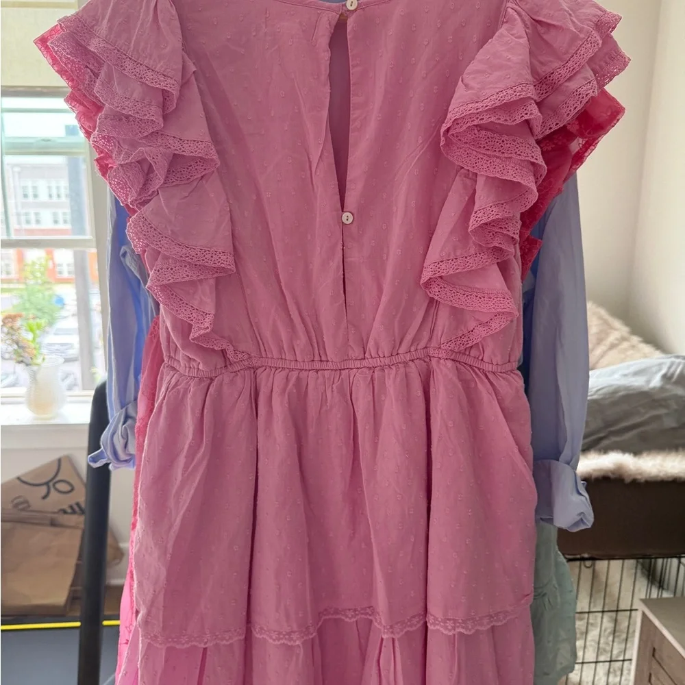 Pink Ruffled Kids Dress - Picture 2 of 2
